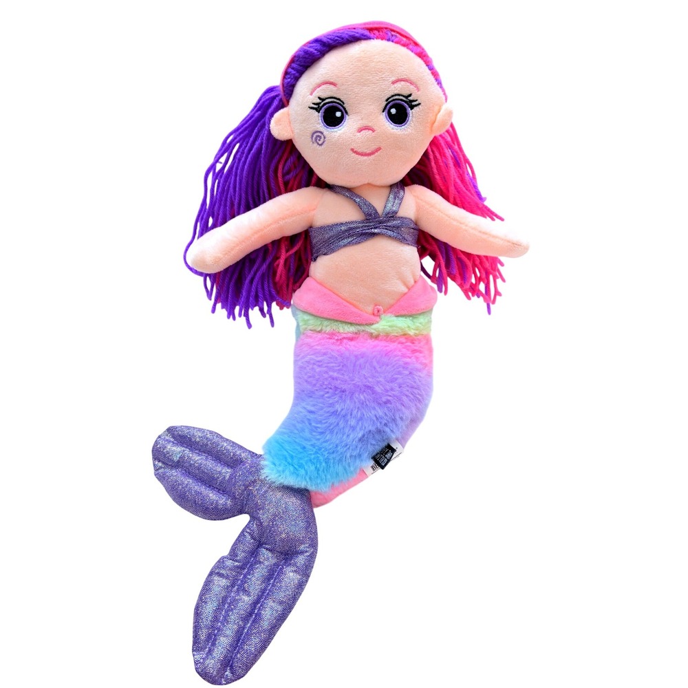 BB Banana Bay Rainbow Sirena Mermaid Plush Doll Purple Pink Hair 17" Stuffed